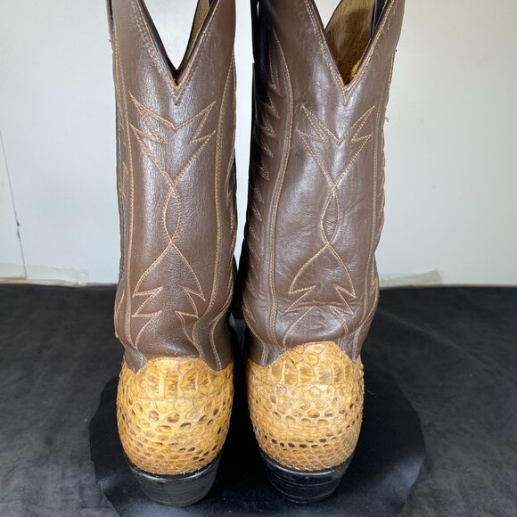 Vintage Men's Pre-Owned Exotic Python Snake Cowboy Boots, Made in Mexico, Sz. 10 - Picture 5 of 10